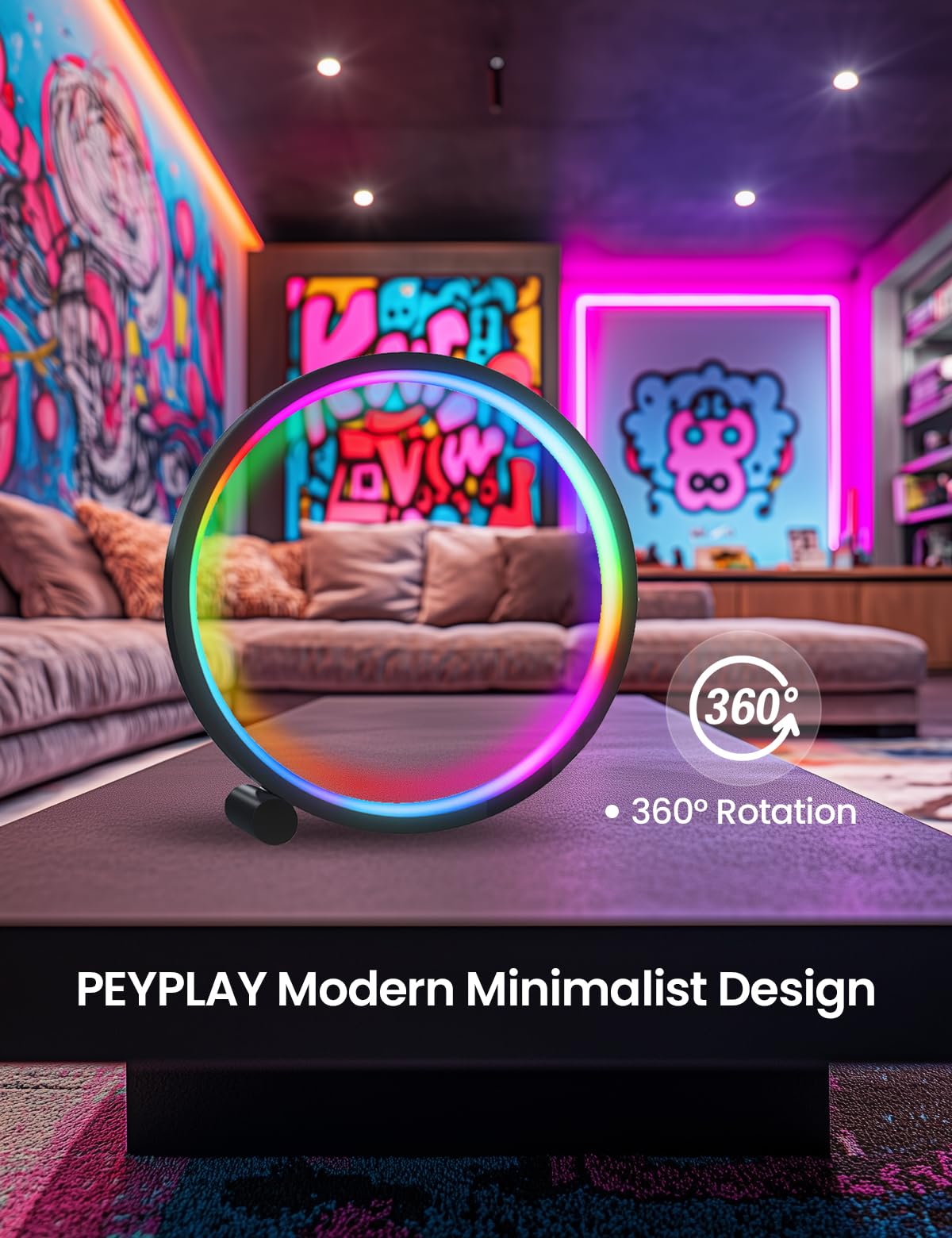 Lámpara de mesa LED inteligente, iluminación RGB+IC, luz nocturna que cambia de color, sincronización de música, modo de bricolaje, atenuación continua, aplicación y control de voz (WiFi de