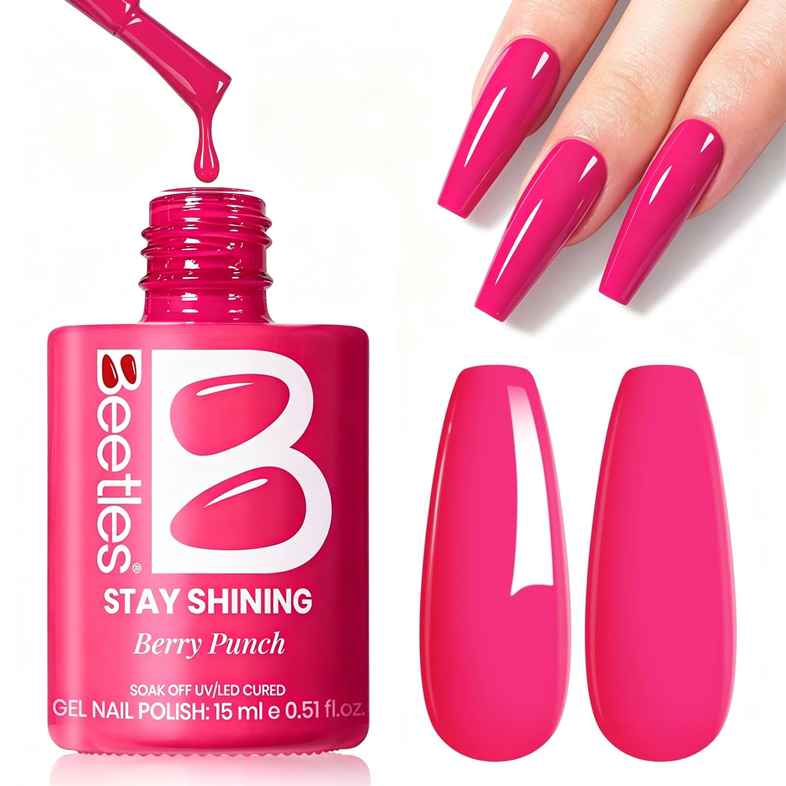 Beetles Hot Pink Gel Polish - Wild Tulips 15ml (0.51 Fl Oz) | Neon Pink - main product image