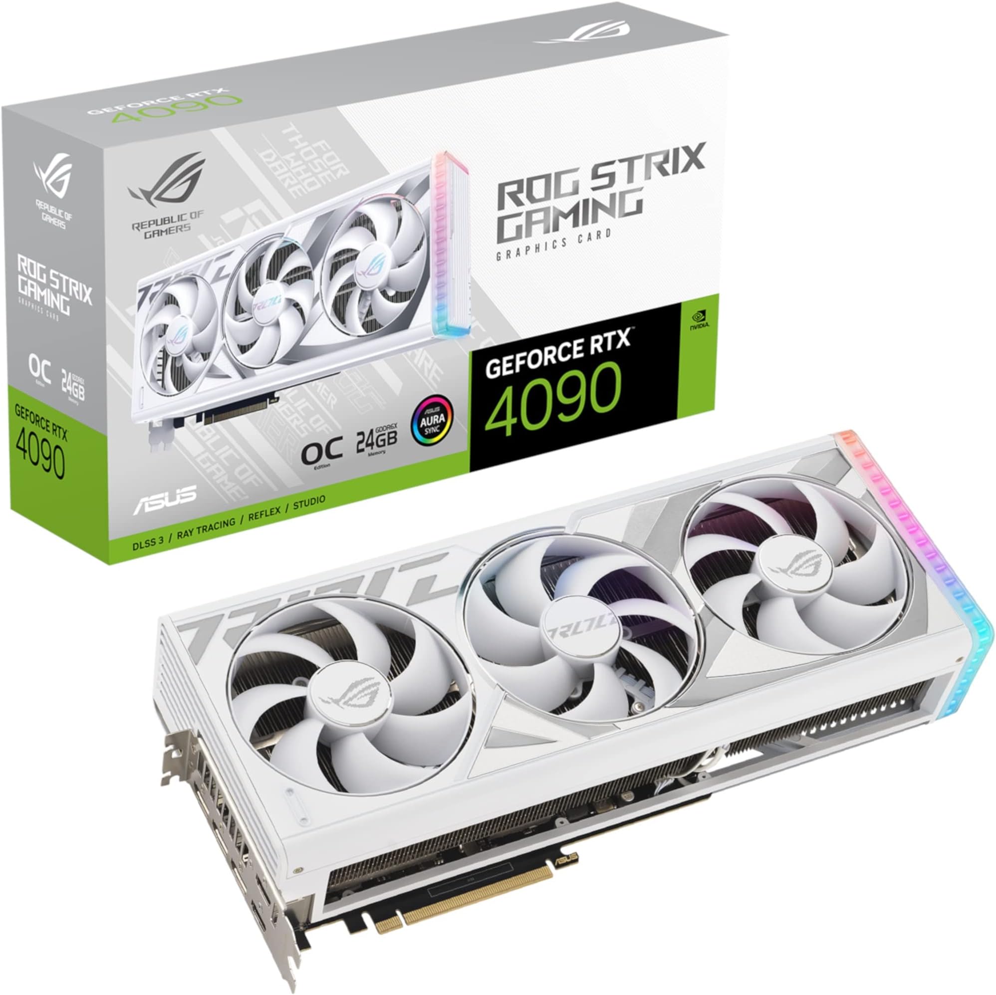 ROG Strix GeForce RTX 4090 OC Edition Gaming Graphics Card White (PCIe 4.0, 24GB GDDR6X, HDMI 2.1a, DisplayPort 1.4a)