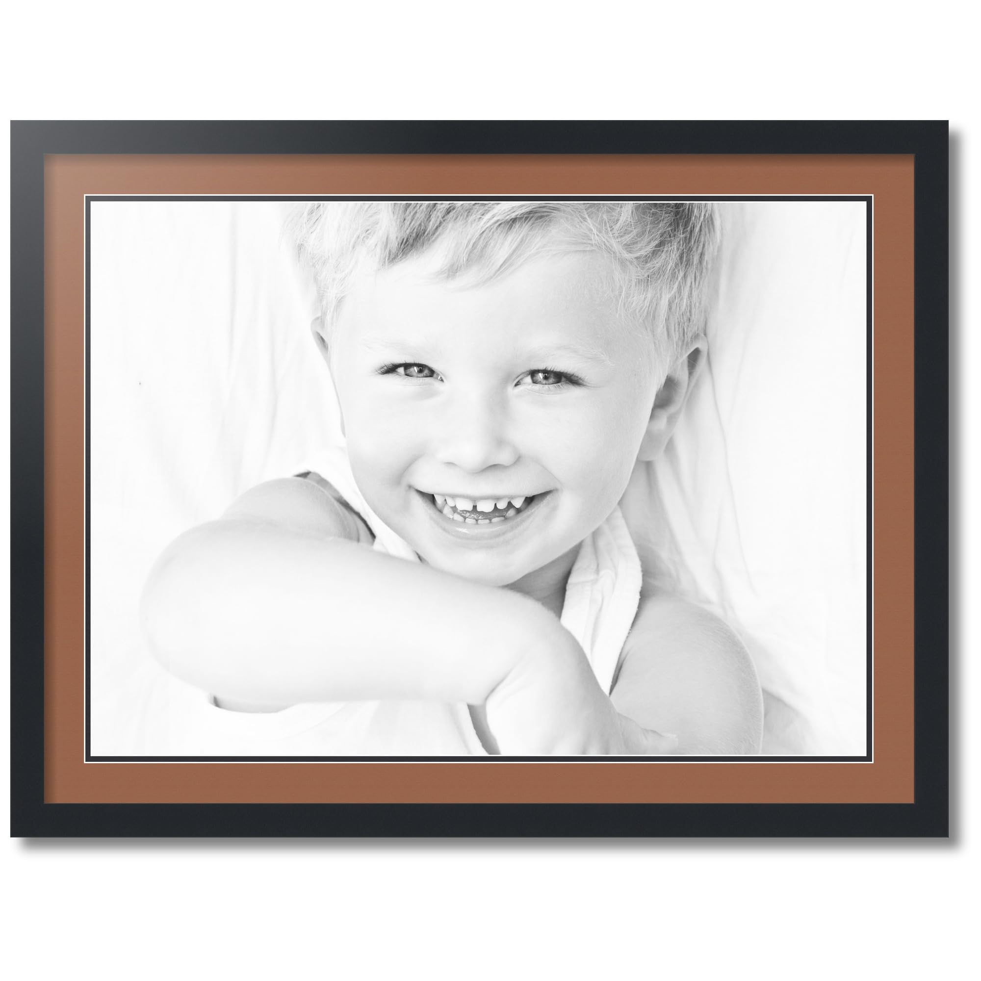ArtToFrames 20 Opening Collage Photo Frame - Satin Black, 24x32", Double Mat (White/Black), Holds 20 4x6 Photos