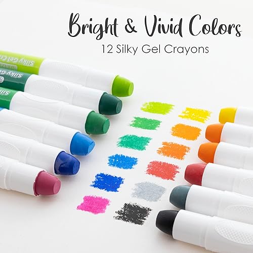 Miniatura 6 de BAZIC - Cayones de gel sedosos, 12 colores, lavables, mezclables, no tóxicos, para libros para colorear (paquete de 12), 1 paquete