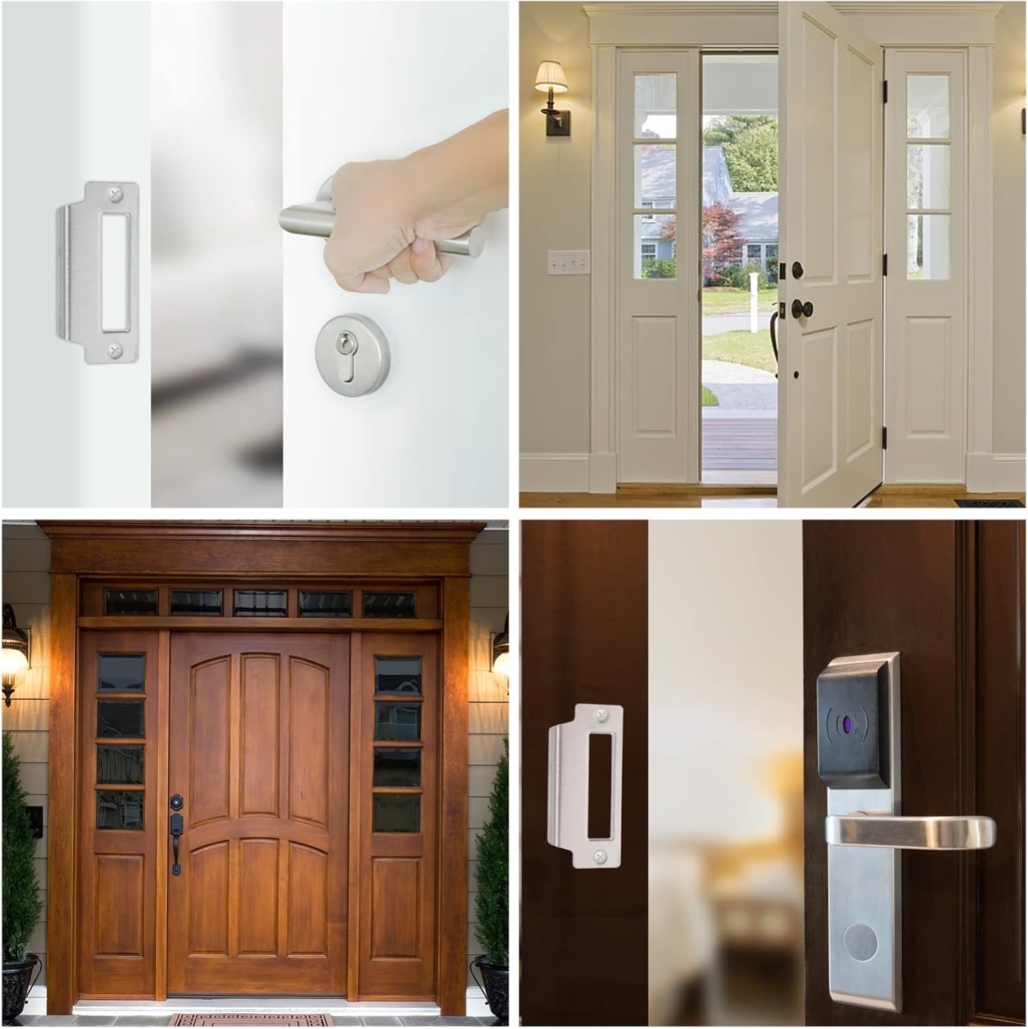 DOITOOL Door Lock Strike Plate Reinforcement Combo Plate 3.93X1.77 Inch with Screws for Interior Doors Deadbolt Security Device Durable Hardware