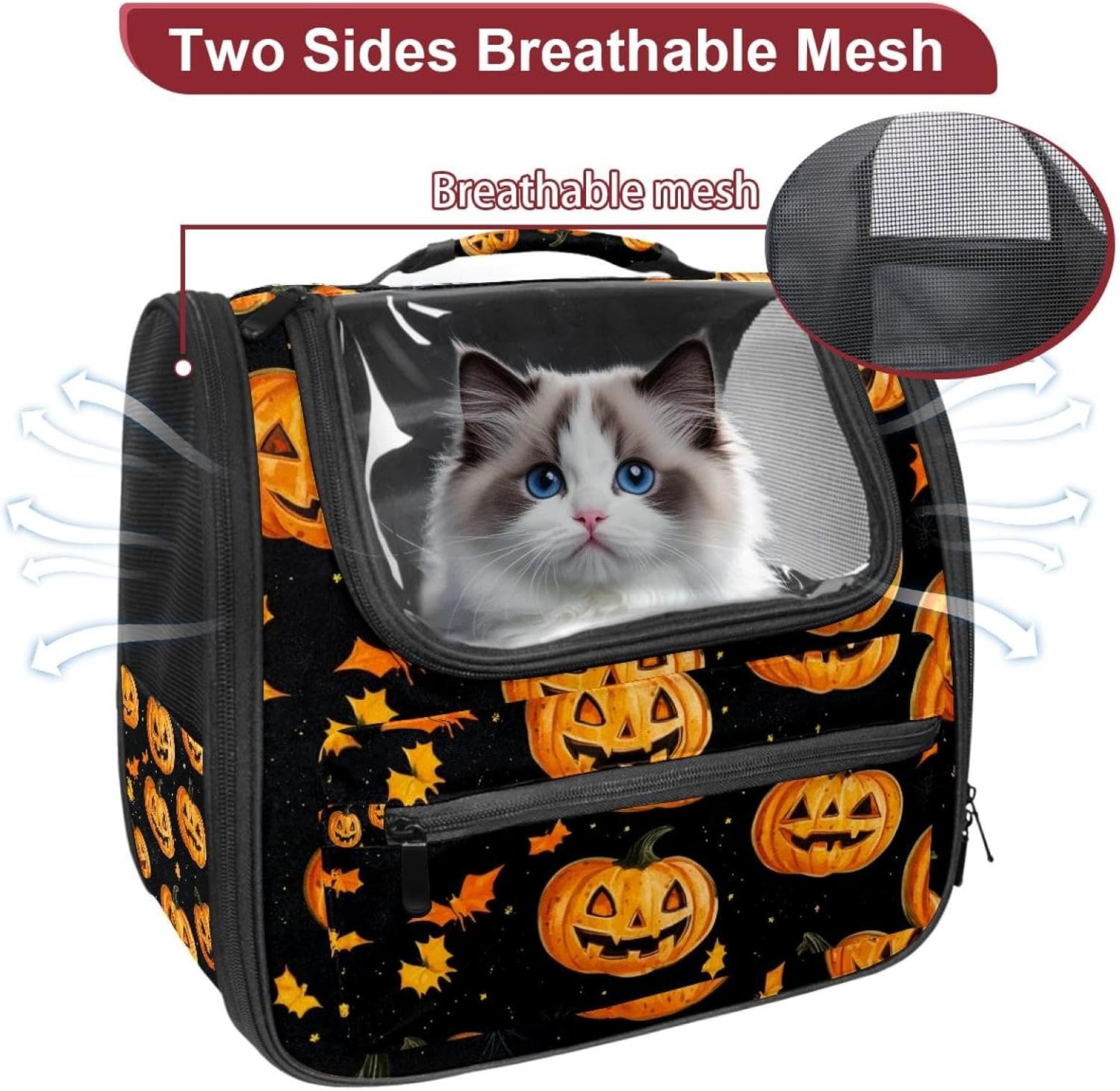 Halloween Traveler Backpack Pet Carriers for Cats and Dogs