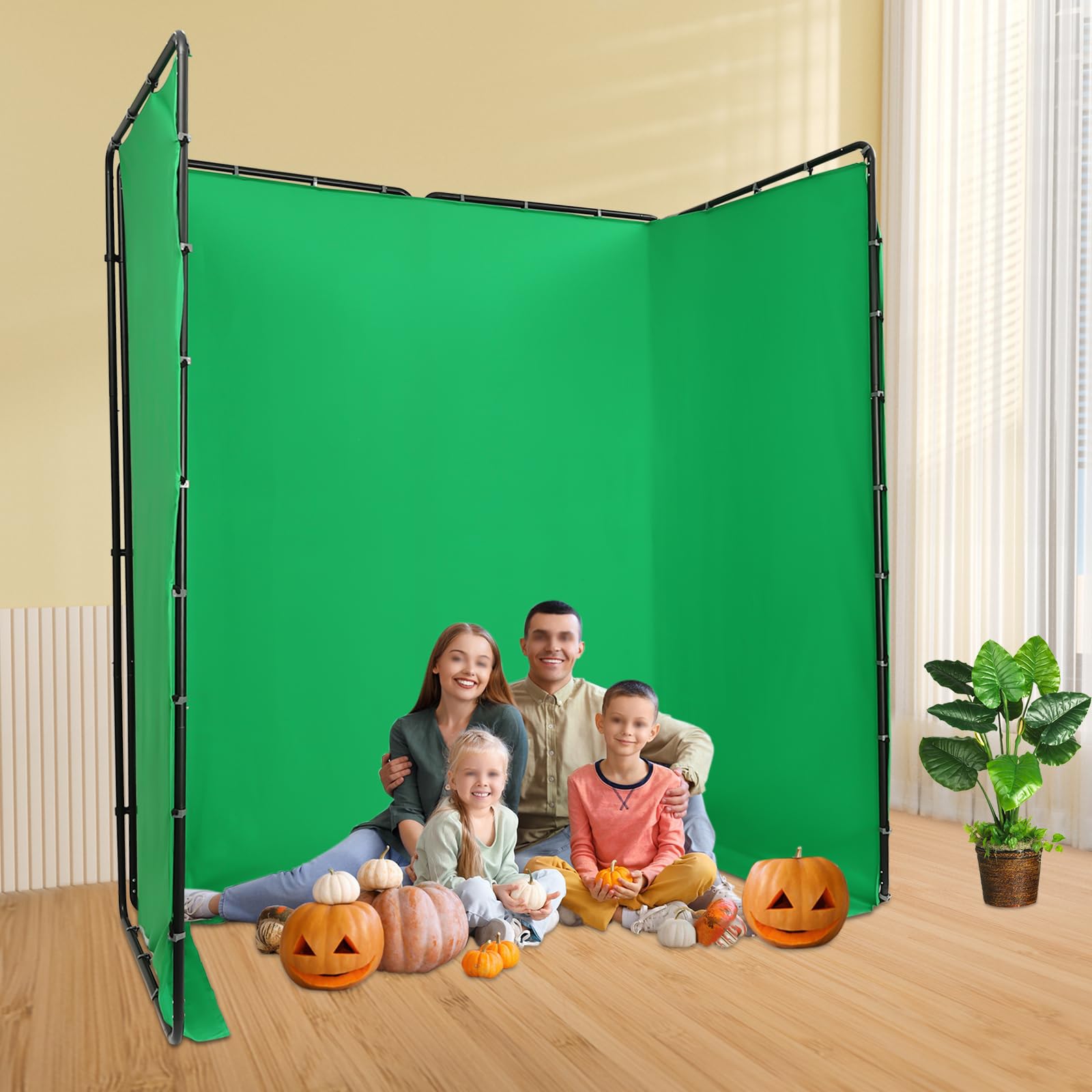 4 x 2,4 m, cornice per sfondo pieghevole a quattro campi, Chromakey, schermo verde portatile per fotografia, ritratti live streaming e produzione video, supporto per sfondo pieghevole stabile