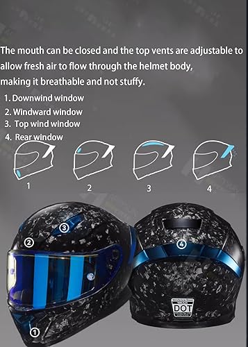 Miniatura 3 de Casco de motocicleta Aldult de cara completa de fibra de carbono, casco de motocicleta de calle aprobado por DOT, para hombres y mujeres, casco de