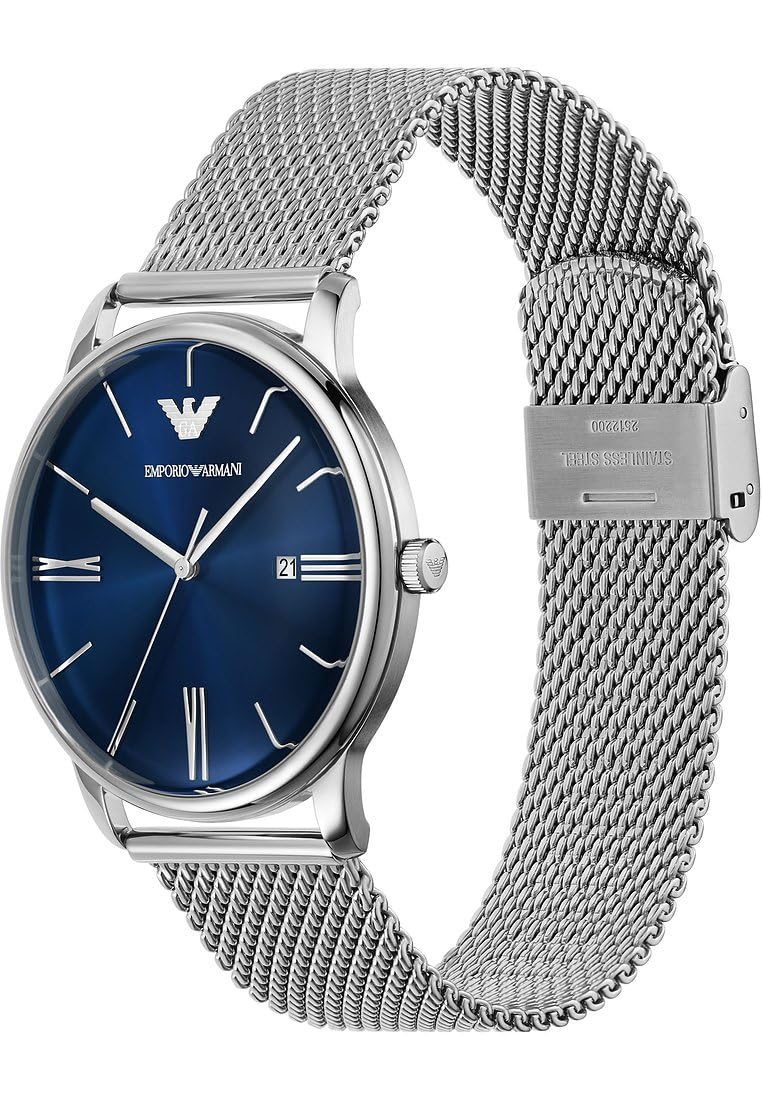 Emporio Armani Watch for Men, Quartz Movement and 42mm Case Size with Stainless Steel, Leather or Silicone Strap