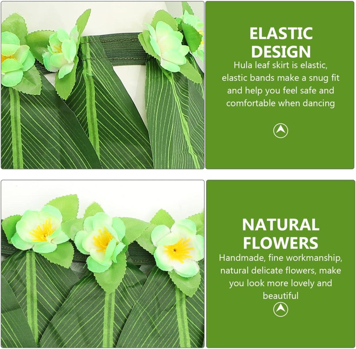 Hawaiian Hula Skirt Performance Costume with Elastic Waistband Grass Leaf Skirt for Luau Party Halloween Beach Festival Decor - Image 9