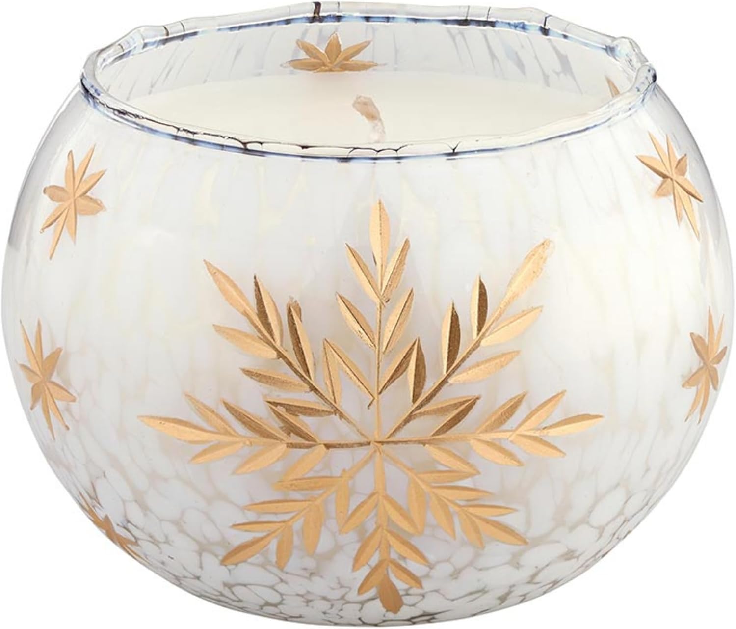 47th & Main Holiday Scented Candles Golden Frost Snowflake Decorative Glass Candle for Home Decor, 3.5" Dia x 2.5" Tall, Sweet Tonka Vanilla