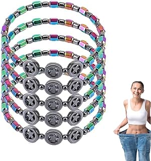WZSSM Magnetic Slim Hematite Anklet, Slimagnetic Anklet Therapy Hematite Fit Healthy Vibes Anklet Anti-Swelling Black Obsidian Anklet Star Natural Magnetic Stone Anklet for Women Men (5PCS)