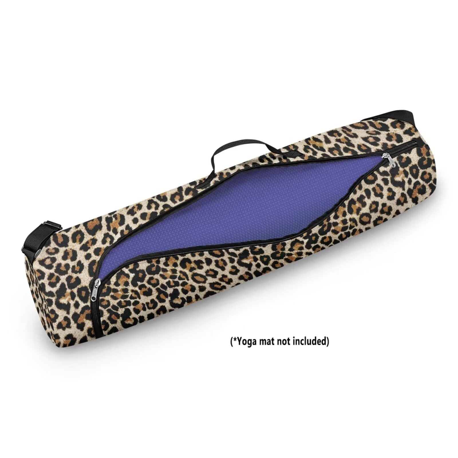 Pzuqiu Leopard Print Yoga Mat Bag for Women & Men Travel Yoga Gym Bag for Thick Exercise Yoga Mat Full-Zip Yoga Mat Carrier Bag for Class Workout Park with Adjustable Strap, Pzu-BZT26
