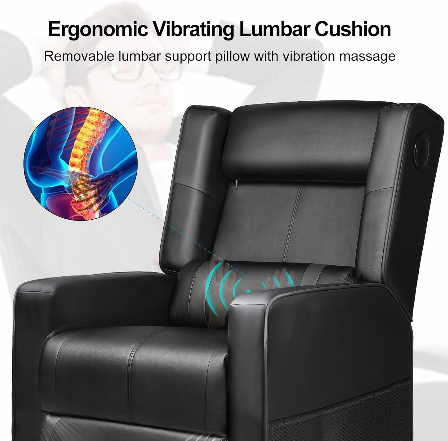 GTRACING Gaming Recliner Chair ergonomic vibrating lumbar cushion