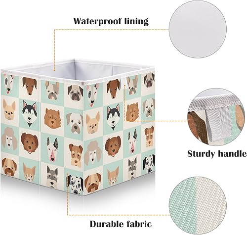 Miniatura 3 de Cesta de almacenamiento para perros y cachorros, cubos de almacenamiento cuadrados plegables, estantes de tela, organizador para oficina,