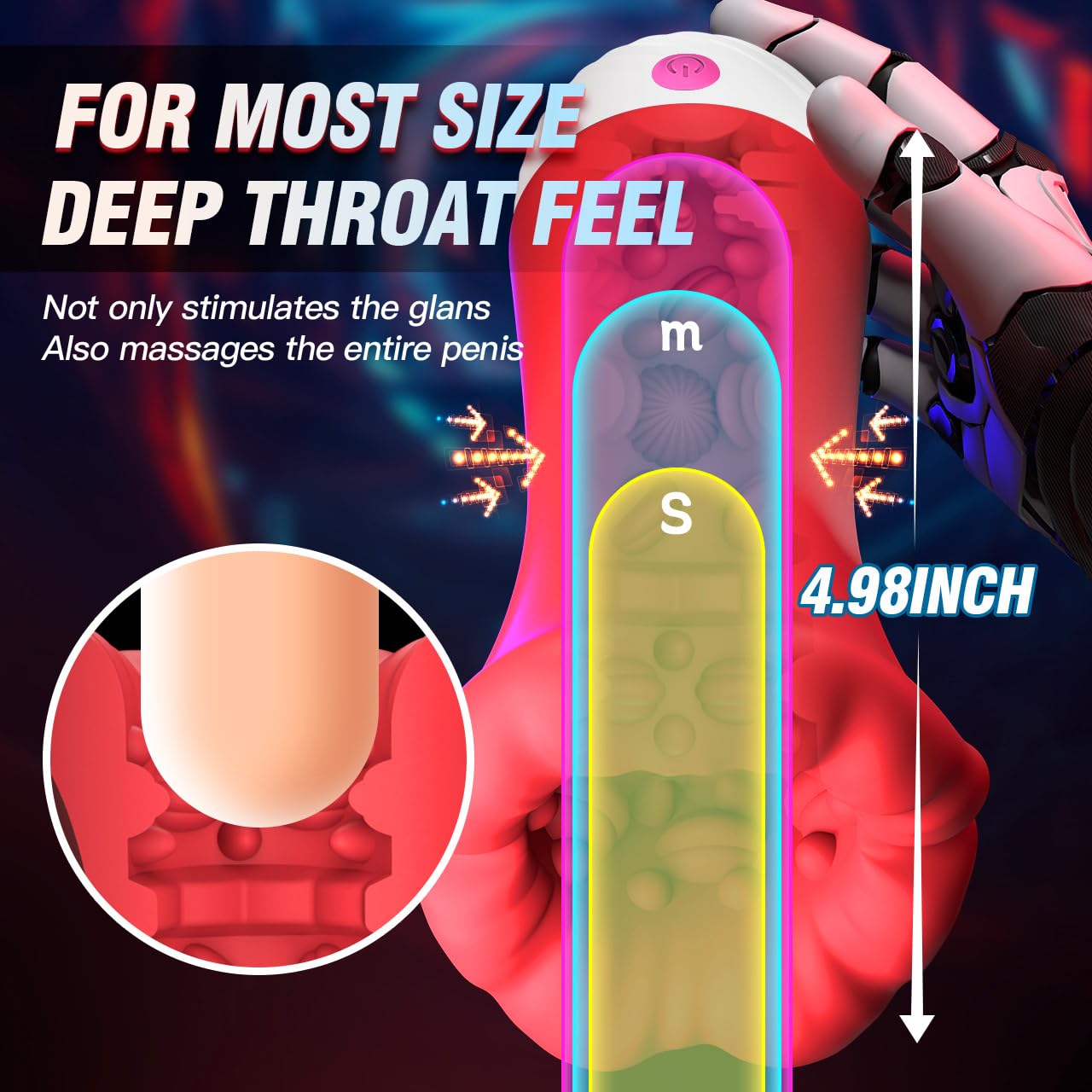 Masturbateurs Masculins Sex Toys-Sextoys pour hommes, Vibromasseur masculin avec 9 modes de vibration 12,5 cm, Automatique Masturbâteur Homme Mains Libres Vibration 3D Silicone, Sex Toýs Homme