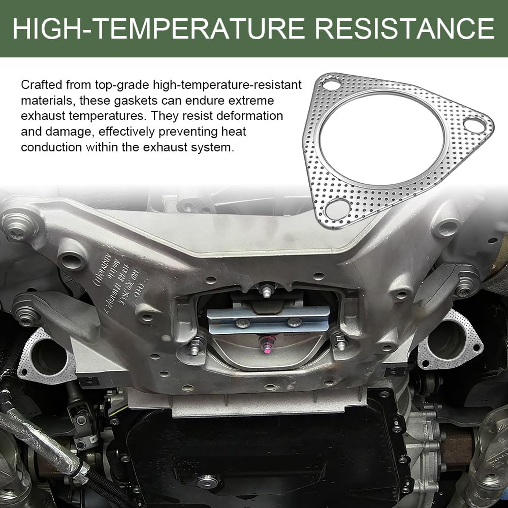 2PCS Exhaust Gasket, Professional Exhaust Manifold Gaskets, 2.5" Three-Bolt Exhaust Flange Gaskets, Durable Catalytic Converter Gasket Replacement Accessories Suitable for Most Cars