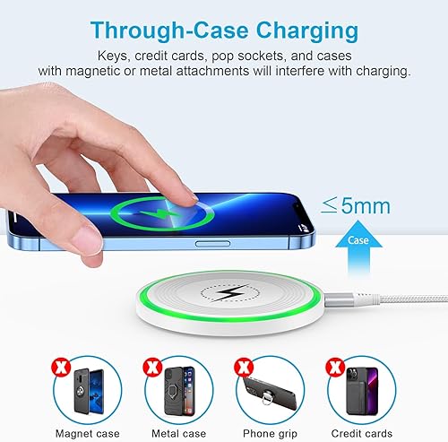 Miniatura 7 de Alfombrilla de carga inalámbrica rápida de 15 W con adaptador QC para Samsung Galaxy S25S24S23 UltraZ Flip6, cargador inalámbrico para iPhone