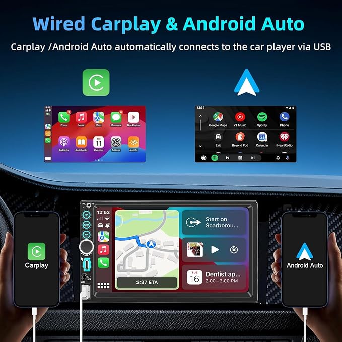 Radio doble din con pantalla táctil de 7" para auto miniatura 2