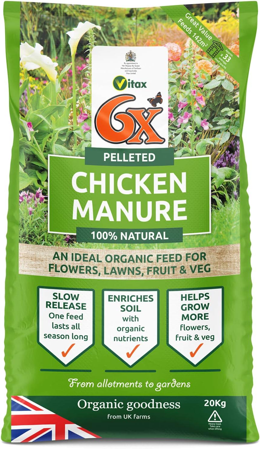 6X strength Pelleted Chicken Manure. 1 Bag of 20KG ( 1 X 20KG )