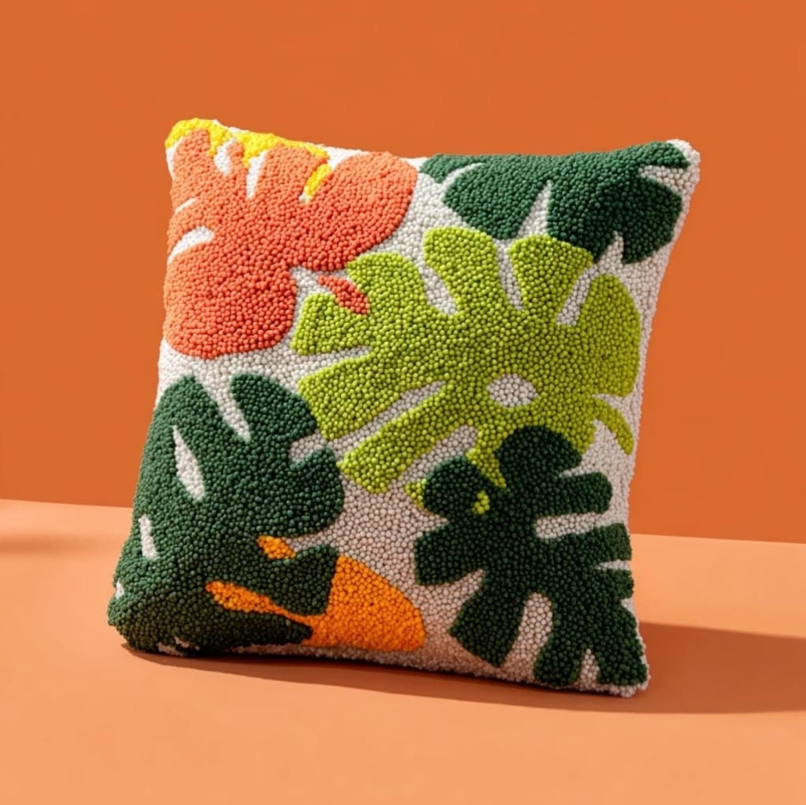 Wallustrioaw Palm Leaves 43X43cm Latch Hook Embroidery Cushion Kit,