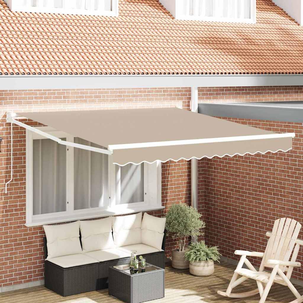 Auvent rétractable haut de gamme en aluminium et polyester beige anti-UV