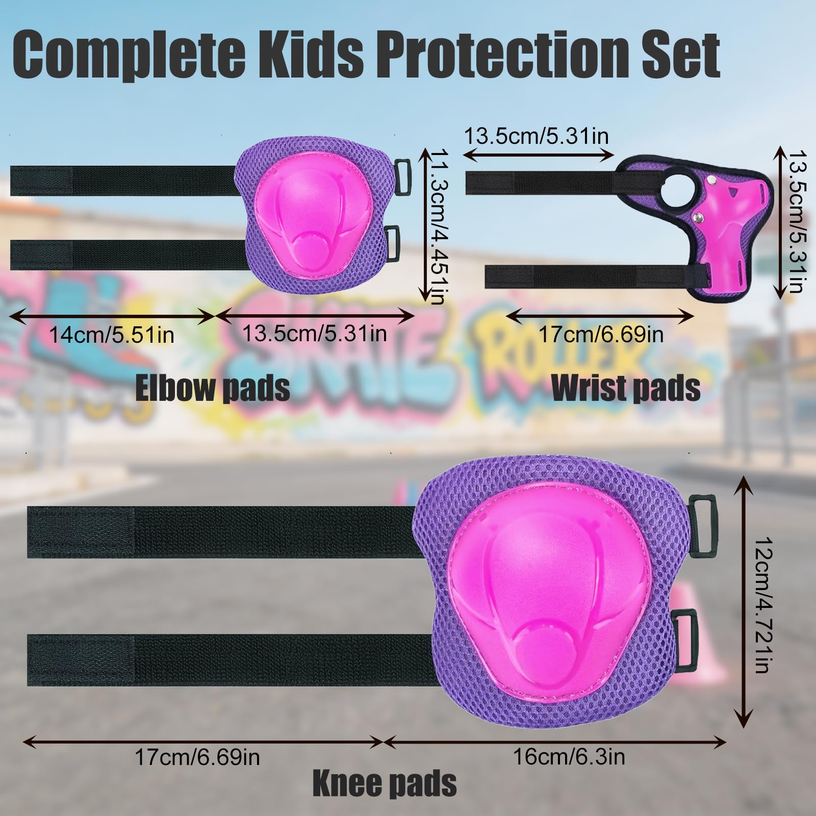 Protecciones Patines Niño 6 en 1, Set Rodilleras Coderas y Muñequeras Ajustables, Equipo de Protección Infantil para Patines en Línea Monopatín Bicicleta Ciclismo Skate Protector