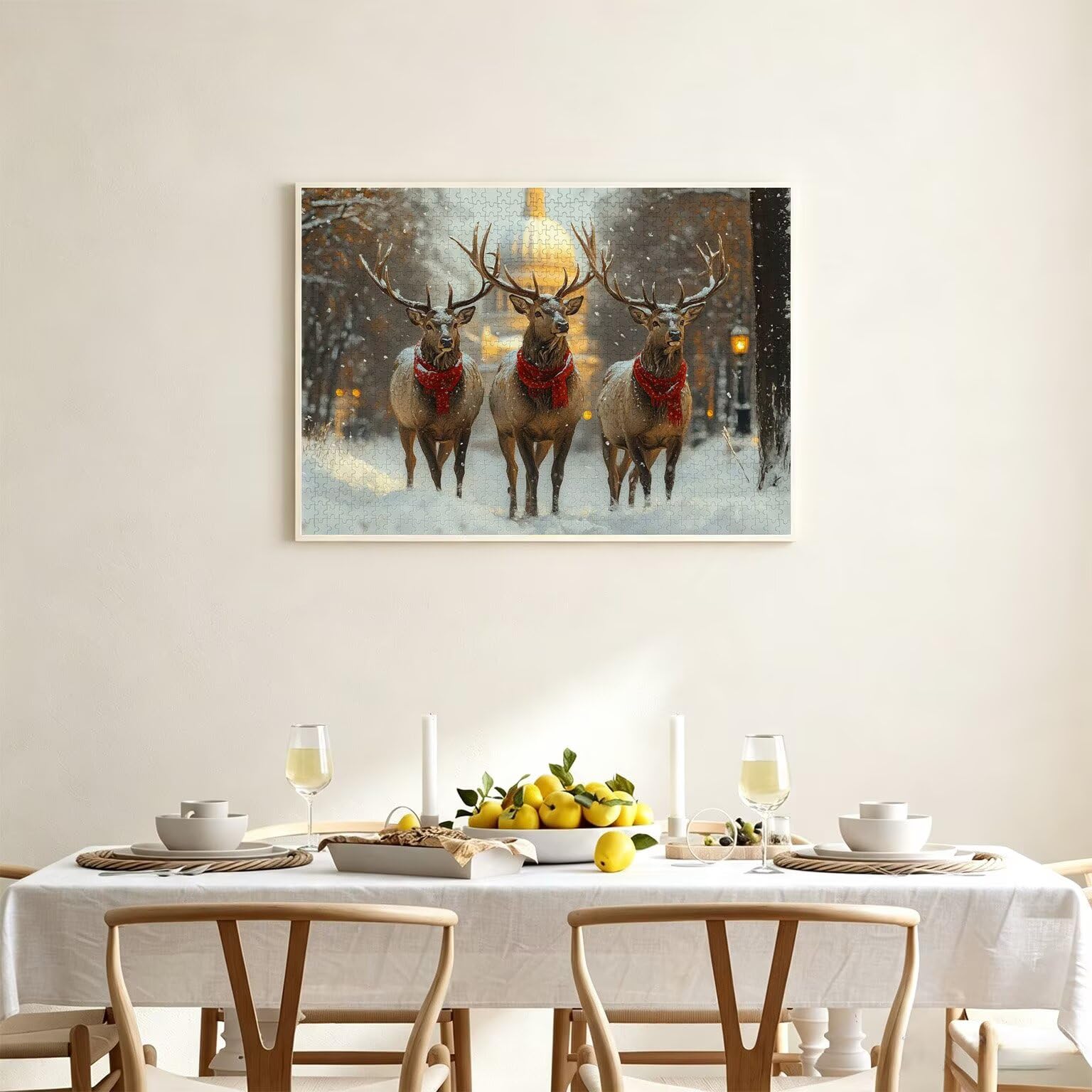 Puzzle 6000 sztuk 179 x 105 cm, puzzle dla dorosłych jeleń śnieg, n-802