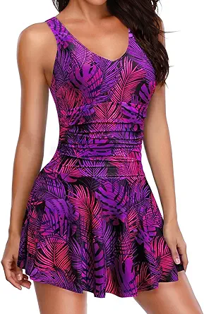 Yonique One Piece Swimsuits for Women Modest Tummy Control Swimdress