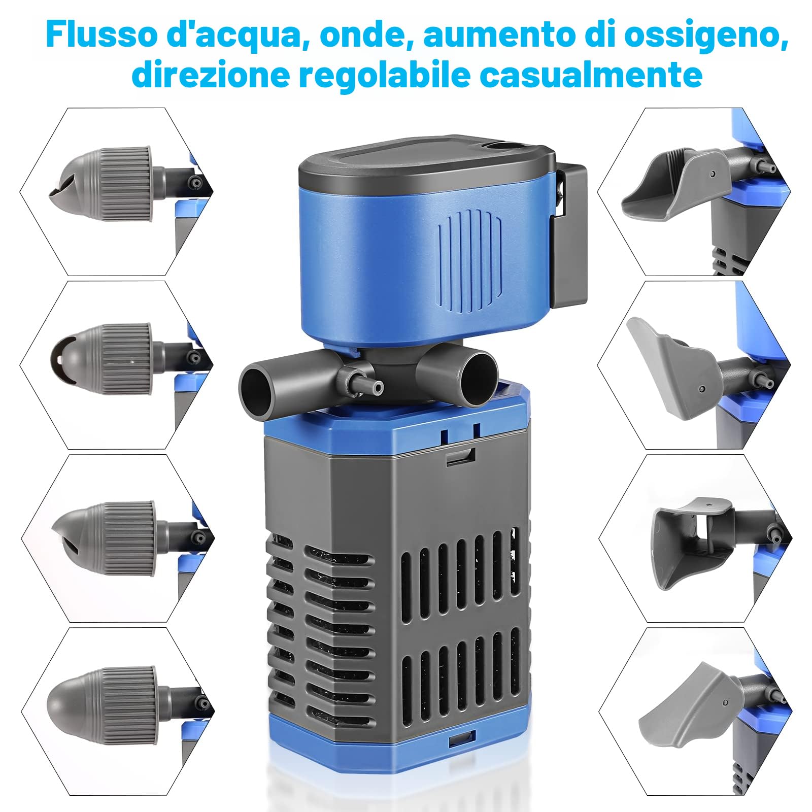 8W Filtro Acquario Interno con Flusso 900 L/H per Acqua Pulita, Flusso d'Aria Regolabile, Basso Rumore e Silenzioso