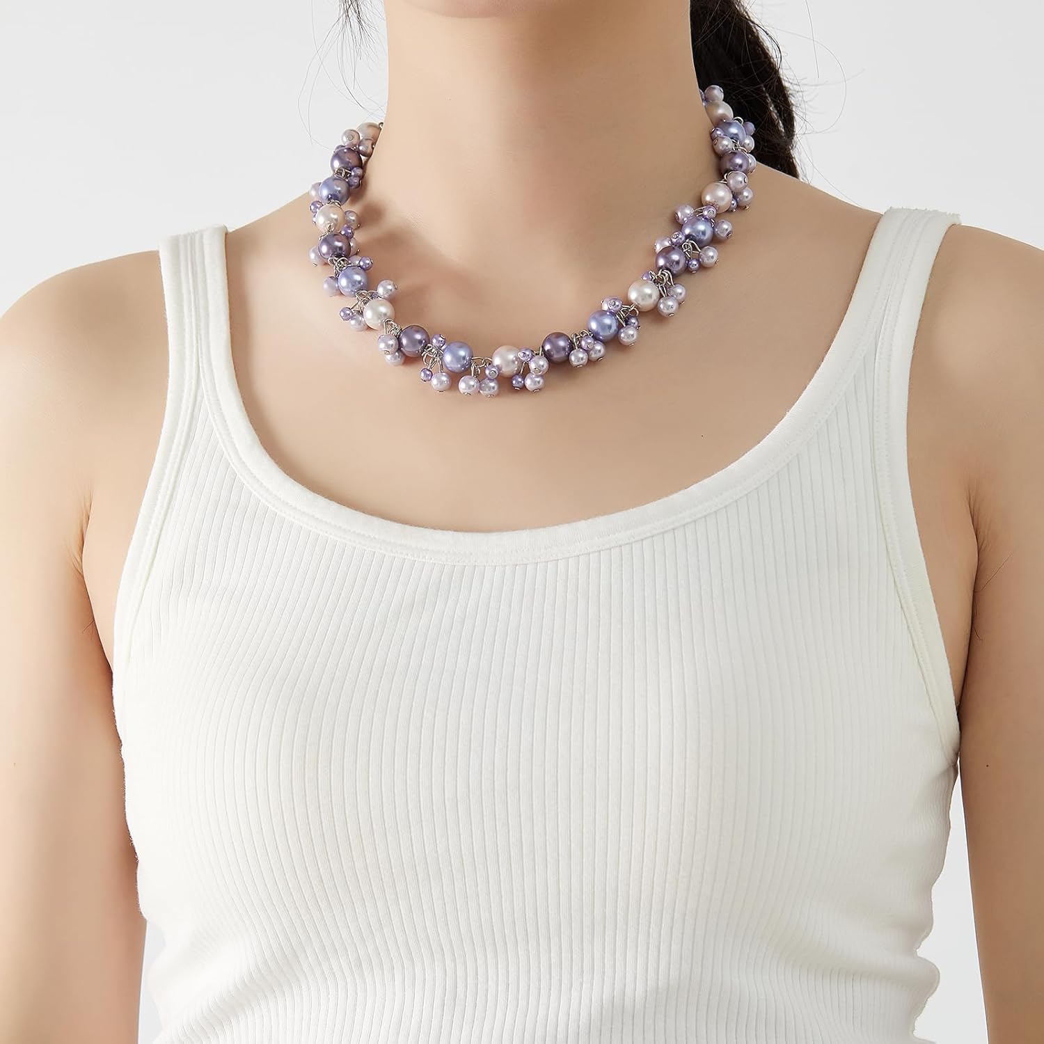 Beaded Pearl Necklace - Elegant Pearl Choker Necklaces for Women Fashion Jewelry Birthday Gift for Mom - Image 5