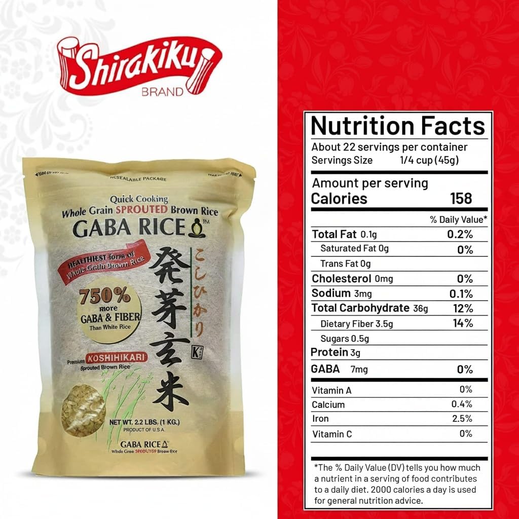 Koshihikari Premium Sprouted Brown Gaba Rice, 2.2 Pound ()