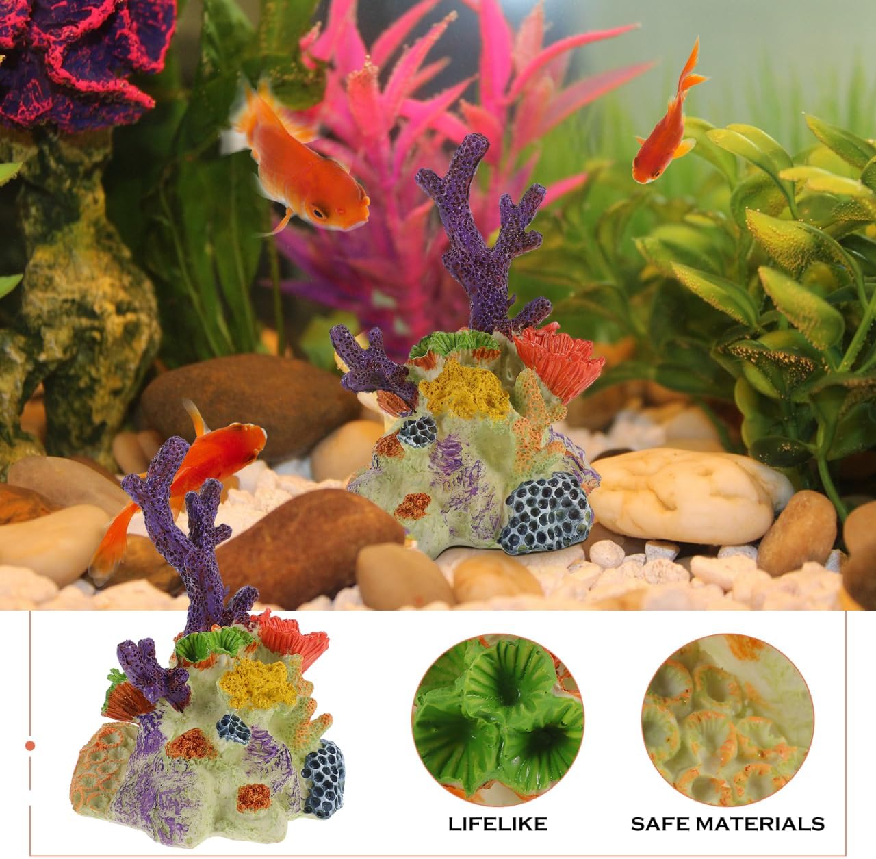 DOITOOL Reef Aquarium Coral Ornament Resin Model for Fish Tank Decoration Realistic Artificial Coral for Fresh and Saltwater Aquariums Underwater Landscape Decor 5.59X3.85X3.54 Inch