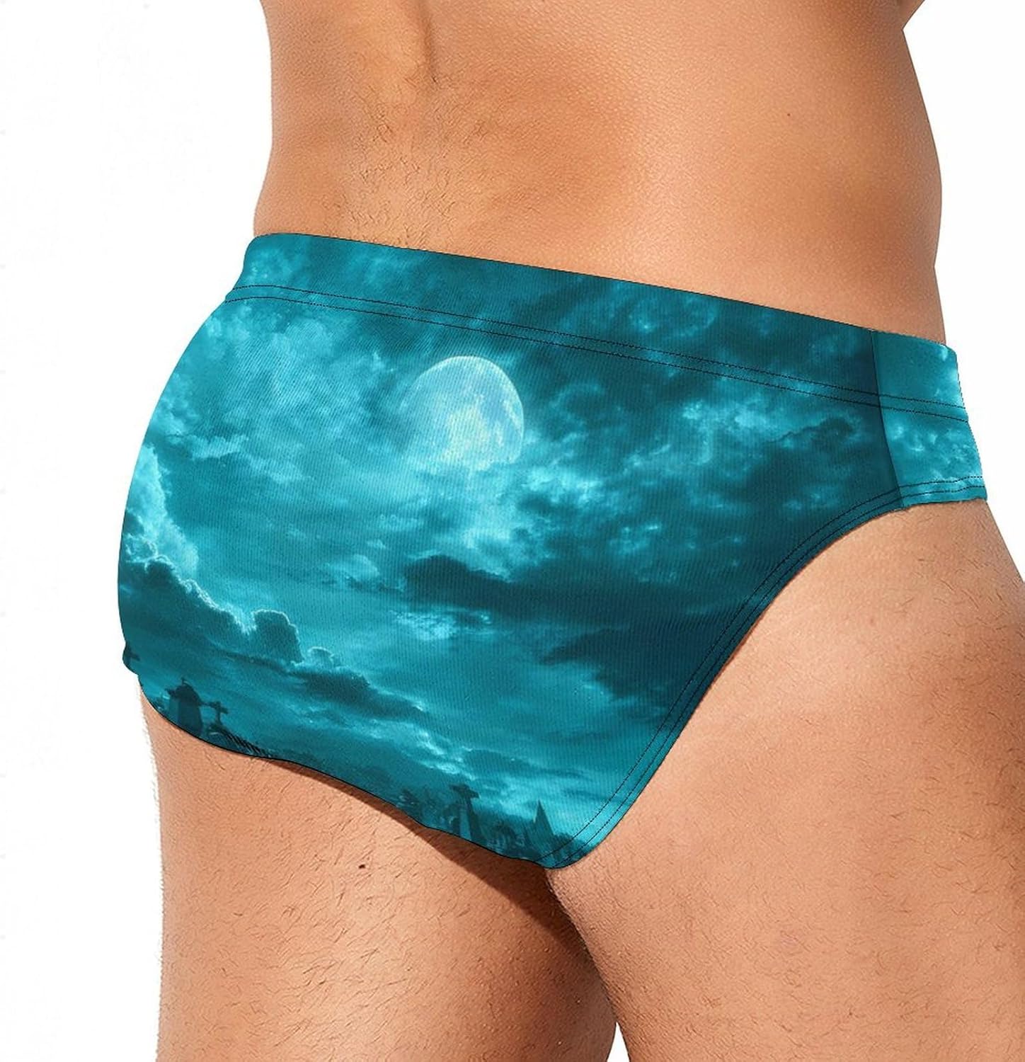 Halloween Cemetery Night Moon Men's Swimsuit Brief Sexy Bikini Briefs Retro Printed Swimwear Quick Dry Swimming Trunks XX-Large (xx_l)