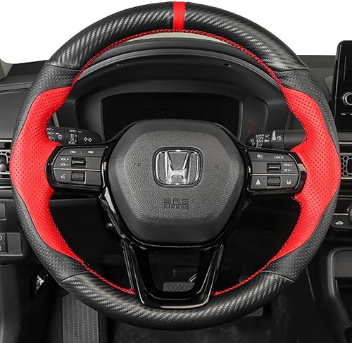 Miniatura 2 de Funda de volante cosida a mano para Honda Civic de 11 generación 2022, protección del volante interior, accesorios de revestimiento (cuero perforado