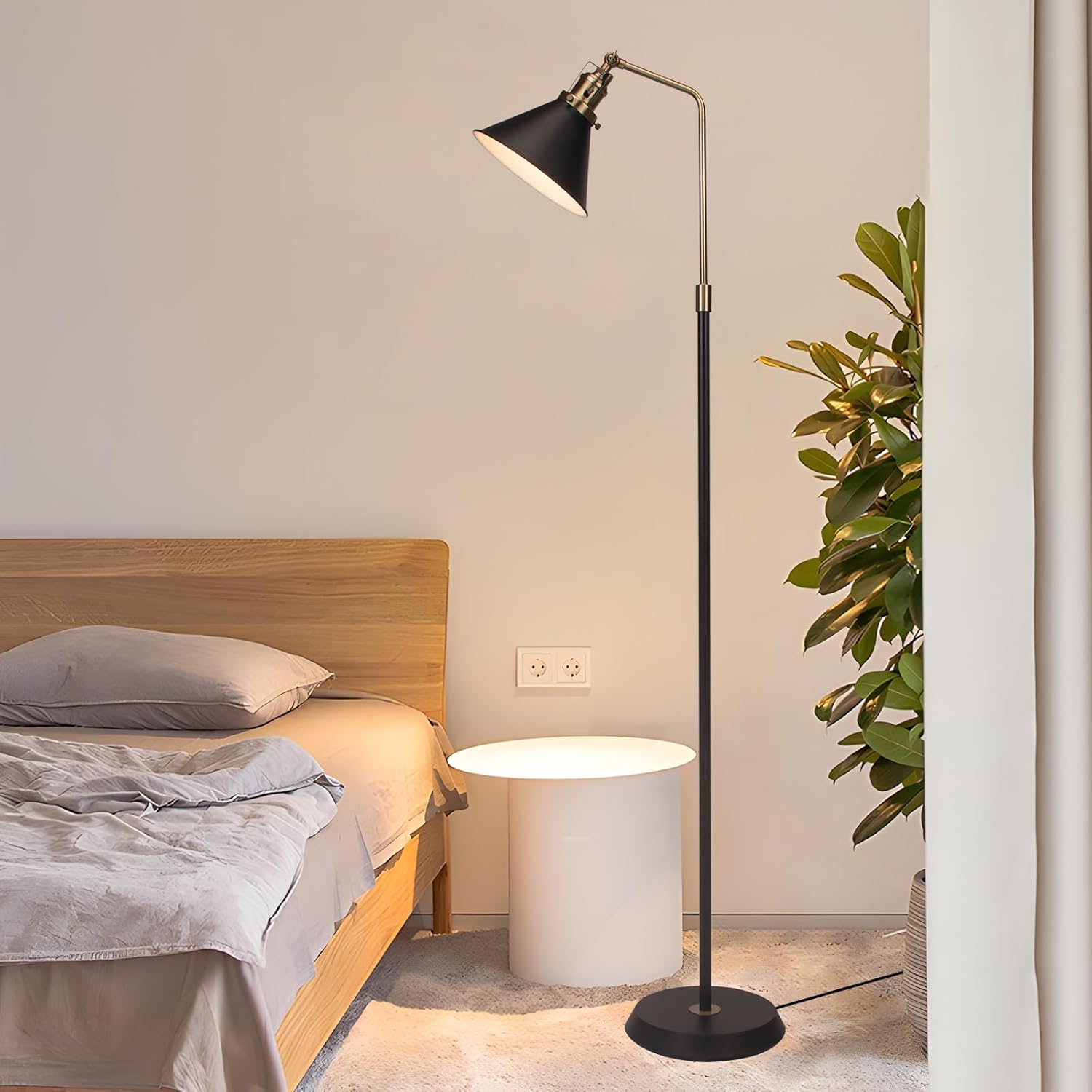 HonoDing Floor Lamp Standing Lamps for Living Room with 360° Adjust Black & Bronze Iron Shade,Use E26 A19 Bulb Floor Lamp,58.26'' Modern Standing Tall Light for Bedroom Office