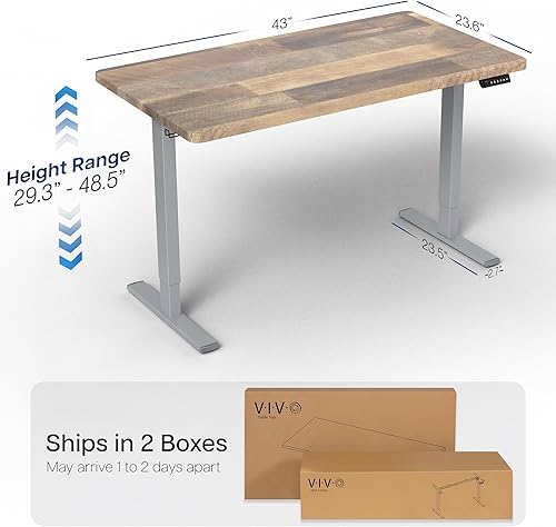 Vista 309 de VIVO DESK-KIT-1W6G - Escritorio eléctrico de pie de 60 x 24 pulgadas, ajuste de altura de memoria, serie 1B, parte superior de nogal oscuro de una