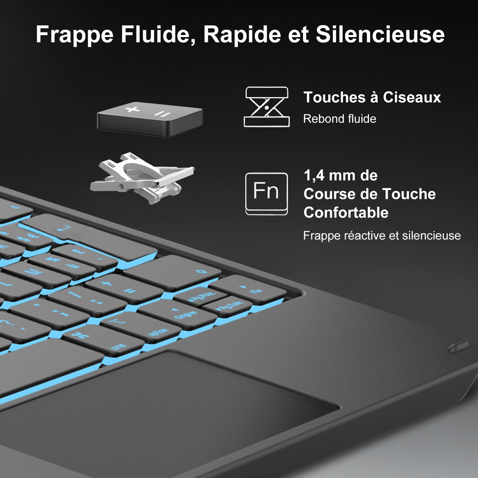 Clavier Magnétique pour iPad Air 11 Pouces M4, M3, M2 (2026/2025/2024)