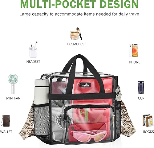 Vista 36 de MAY TREE Bolsa transparente para eventos en estadios de 12 x 6 x 12 pulgadas, bolsa de almuerzo transparente con correas reforzadas para trabajo