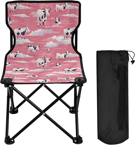 Outdoor Folding Pink Cow Print Camping Chairs for Adults Portable Camping Chair Lightweight Lawn Chair 202a3283