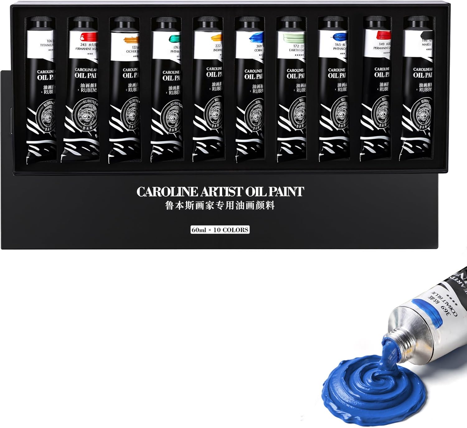 rubens Oil Paints Set 10 Colors, 60ml Large Tubes Oil Color Paint for Canvas, Professional Oil Colors with High Saturation, Still Life Colors Art Supplies for Artists, Beginners