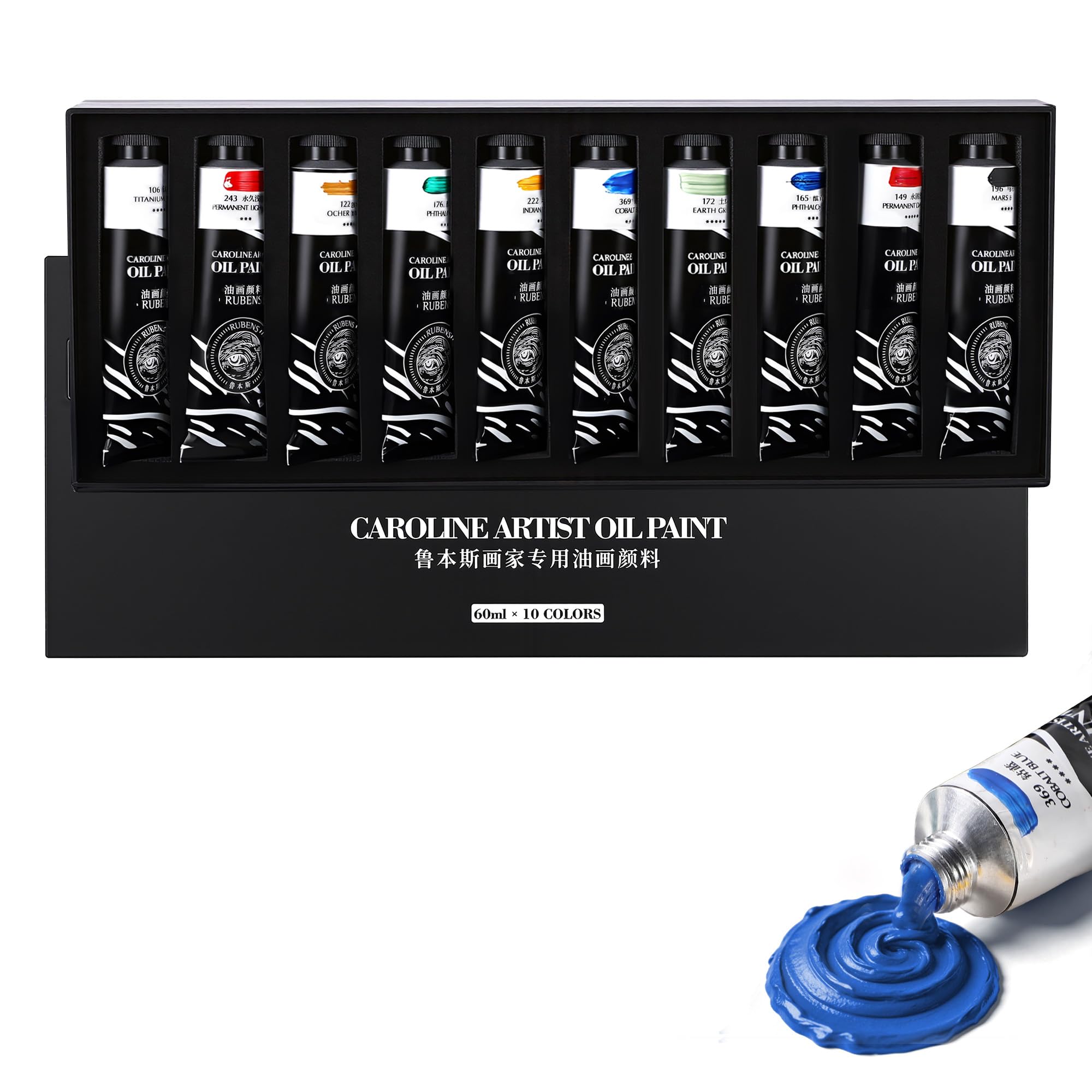 rubens Oil Paints Set 10 Colors, 60ml Large Tubes Oil Color Paint for Canvas, Professional Oil Colors with High Saturation, Still Life Colors Art Supplies for Artists, Beginners