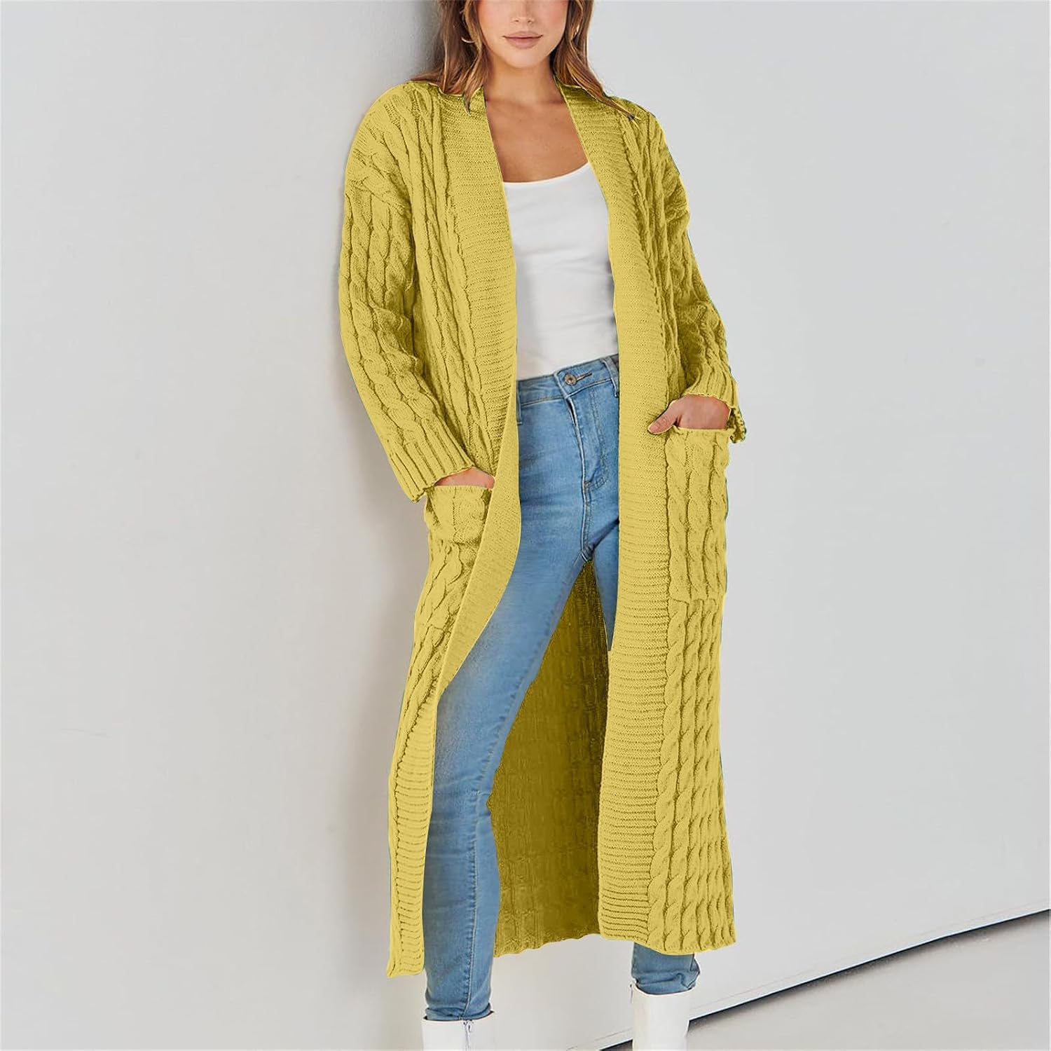 Long Cardigan Sweaters for Women Dressy Casual Open Front Sweater Oversized Knit Sweater Fall Winter Sweaters