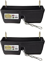 Little Giant FF16BLACK 9-Quart Heavy-Duty Fence Feeder Bucket with Clips, 2-Pack for Livestock Chickens Goats Sheep Pets Black
