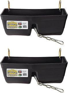 Little Giant FF16BLACK 9-Quart Heavy-Duty Fence Feeder Bucket with Clips, 2-Pack for Livestock Chickens Goats Sheep Pets Black