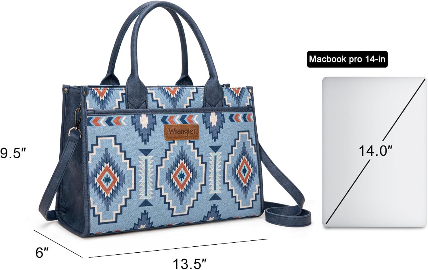 Wrangler Laptop Bag 13.3 Inch Western Large Tote Bag Womens Canvas Work Bag Briefcase Handbag Purses - Image 4