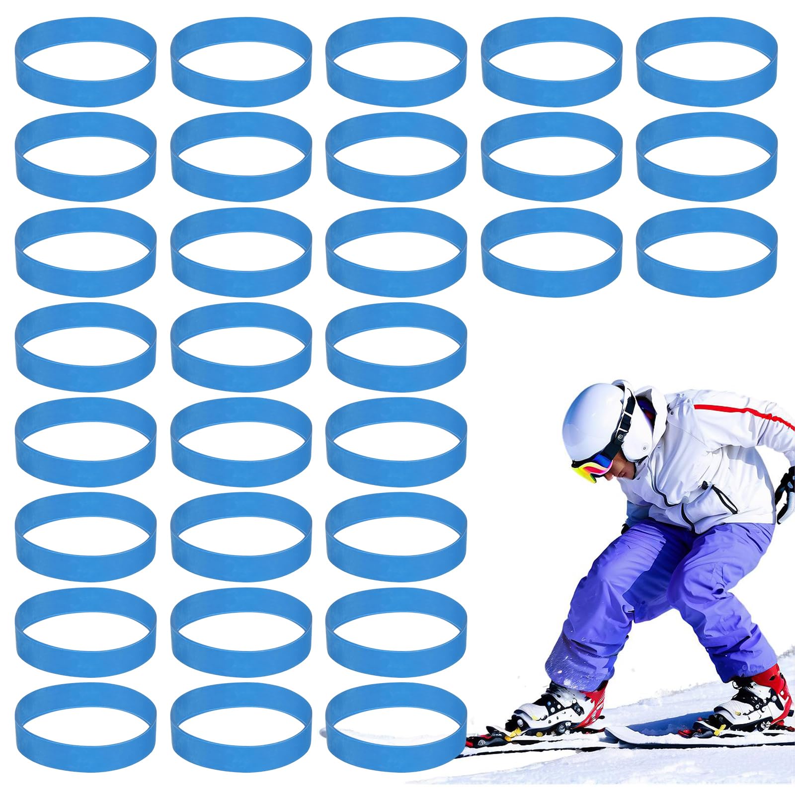 Tokaneit Snowboard Fixations 30 Pièces Sangle de Frein en Caoutchouc Accessoires de Ski