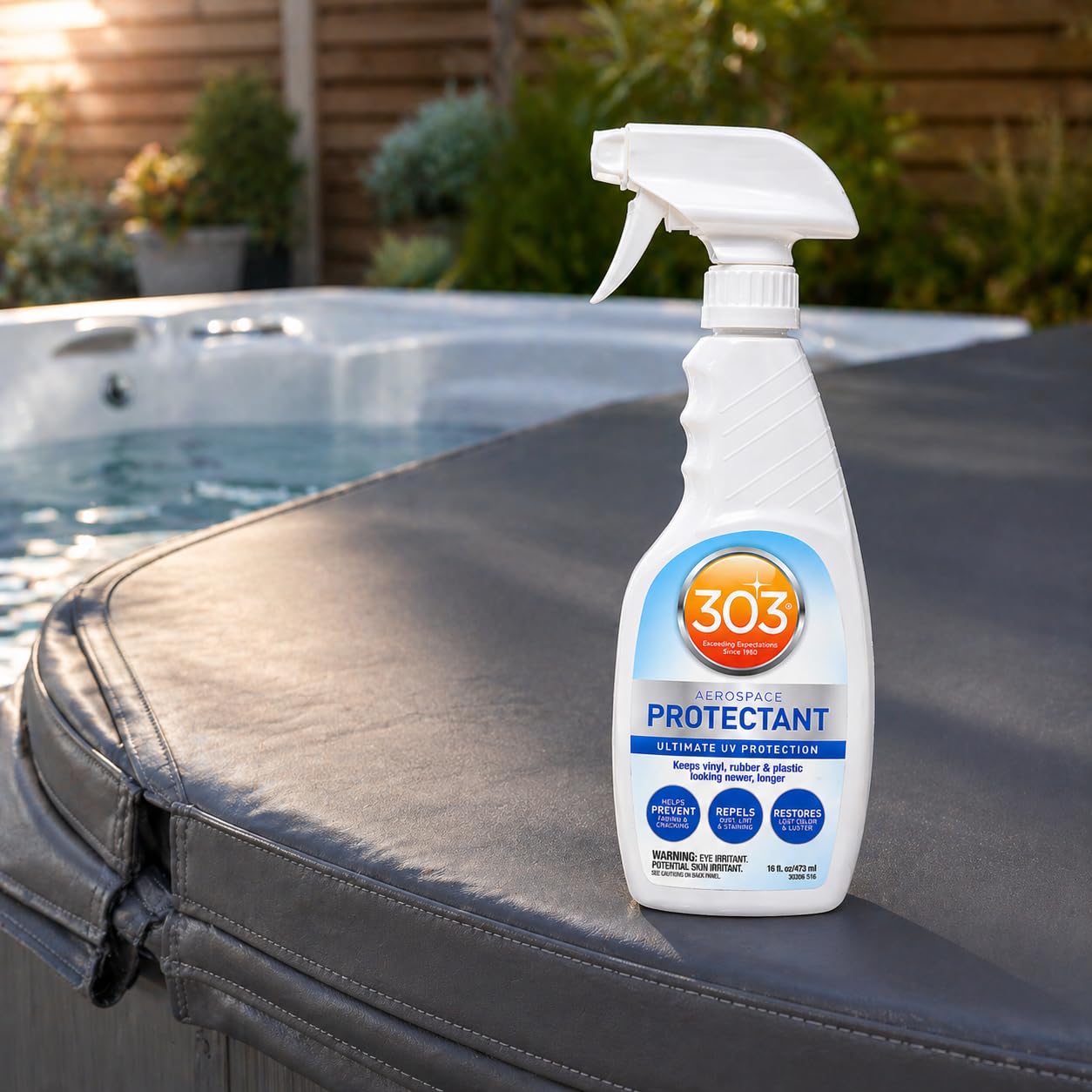 303 Aerospace Protectant 473ml UV Schutzspray Pflegespray für Kunststoff Vinyl Gummi Leder Plastik Kunstleder Fiberglas. inkl. Pfahler Pinsel