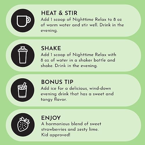 Miniatura 7 de JUST INGREDIENTS Polvo de suplemento para relajación y sueño nocturno sabor fresa y limonada - 5.4 oz (153 g)