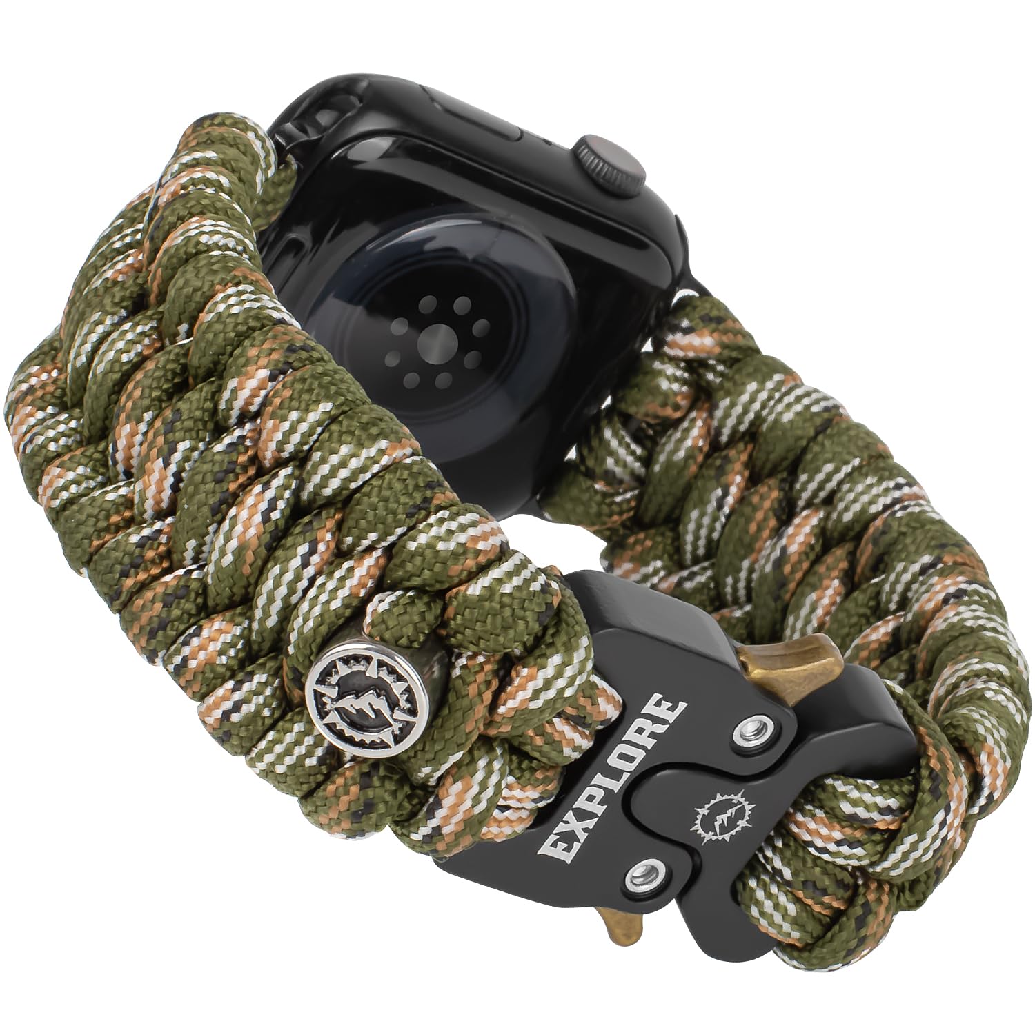 Survival Paracord Watch Band Compatible with Apple Watch Straps Series SE 8/7/6/5/4/3/2/1-42mm 44mm 45mm, Perfect for Men's Outdoor, Military and Tactical Activities