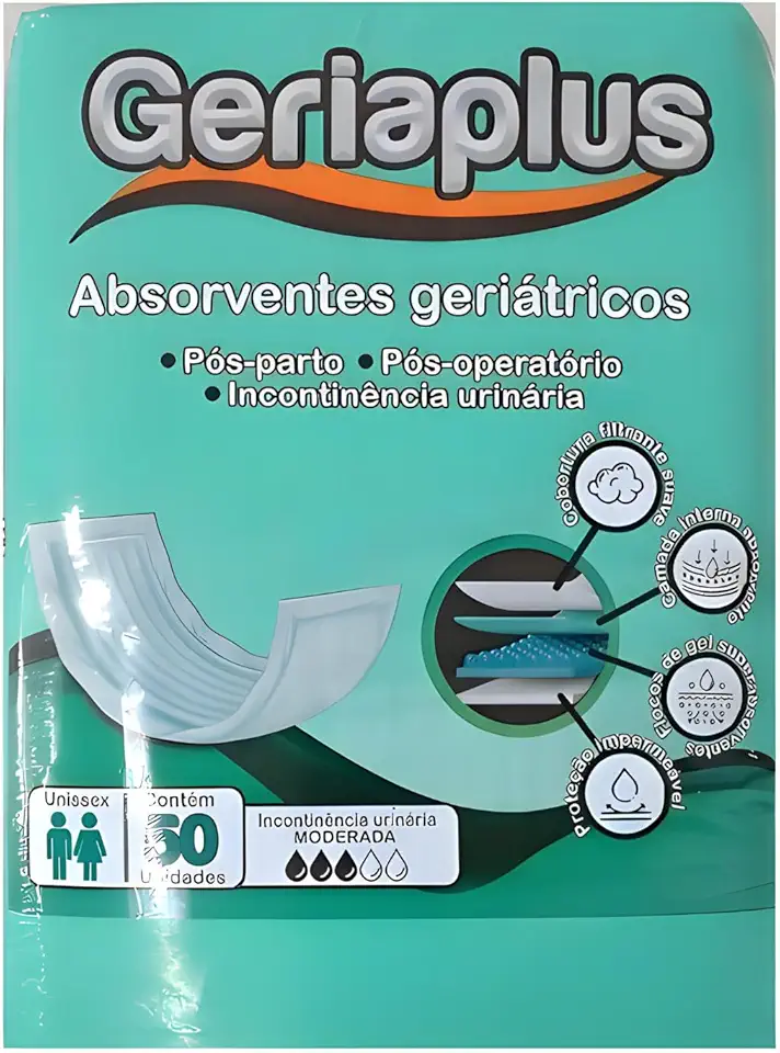 Absorvente Geriátrico Geriaplus 50 Un Pós Parto Operatório