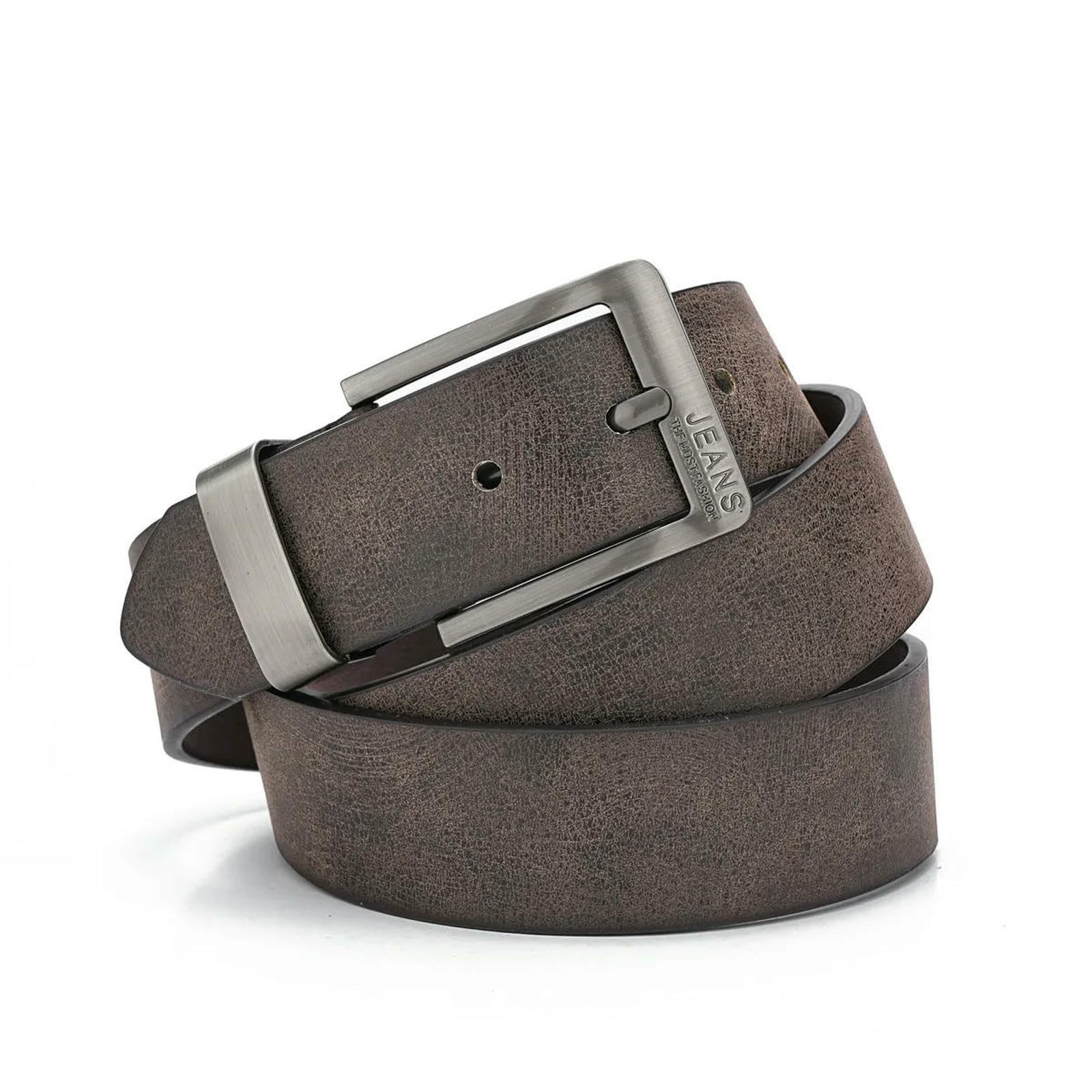 Cinturón de piel sintética para hombre, cinturón de hebilla de metal, para ocio, negocios, accesorio masculino, cinturón de diseñador, artículo de regalo