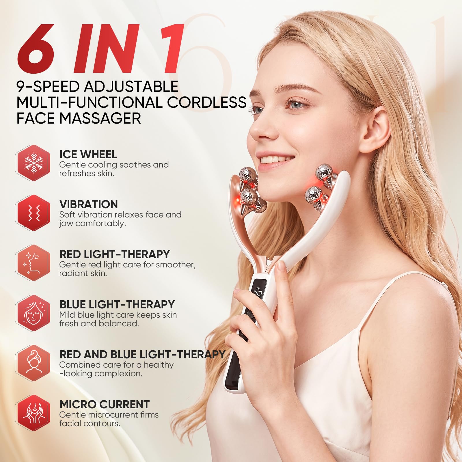 5 in 1 Face Massager, Face Roller Jaw & Tmj Massager for Lymphatic Drainage